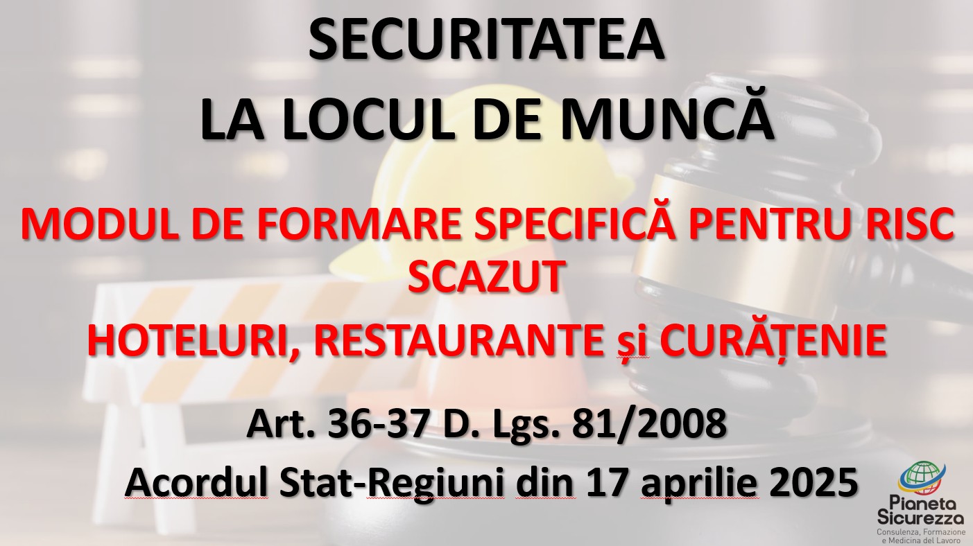 Corso  per Lavoratori - Modulo Specifico Rischio Basso - Addetti Alberghi, Ristoranti e Servizi di Pulizia - ASR_2025_RUMENO