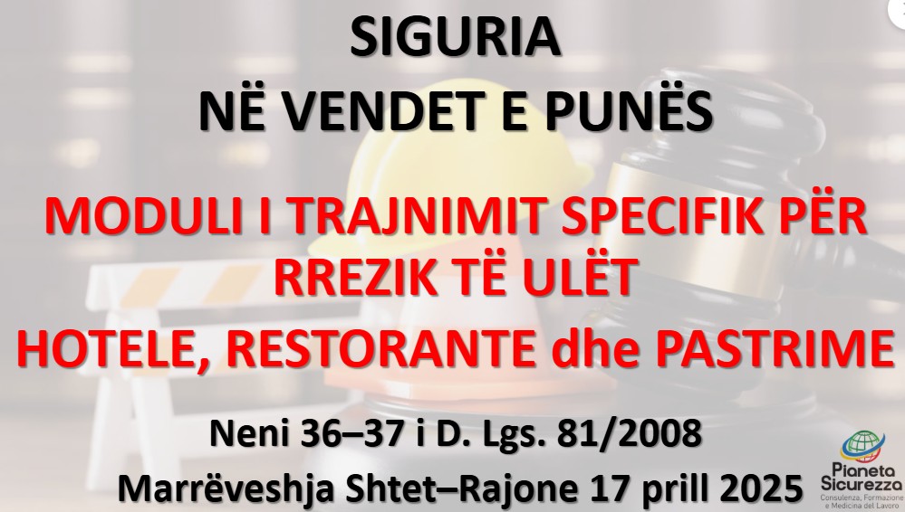 Corso  per Lavoratori - Modulo Specifico Rischio Basso - Addetti Alberghi, Ristoranti e Servizi di Pulizia - ASR_2025_ALBANESE